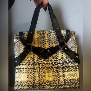 Roberto Cavalli Black Leather Accent with black Enamel Logo and Gold Trim